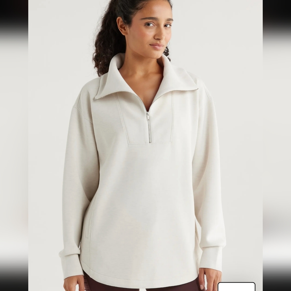 Zella Cream Quarter-Zip Sweatshirt